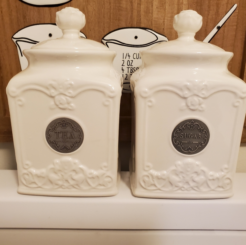 Shabby Chic Tea and Sugar Canisters